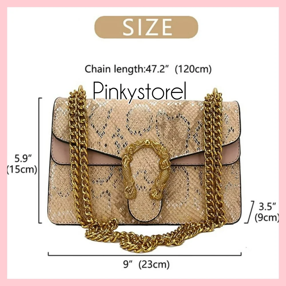 Teal Snake-Embossed Chain Shoulder Bag - Picture 4 of 6